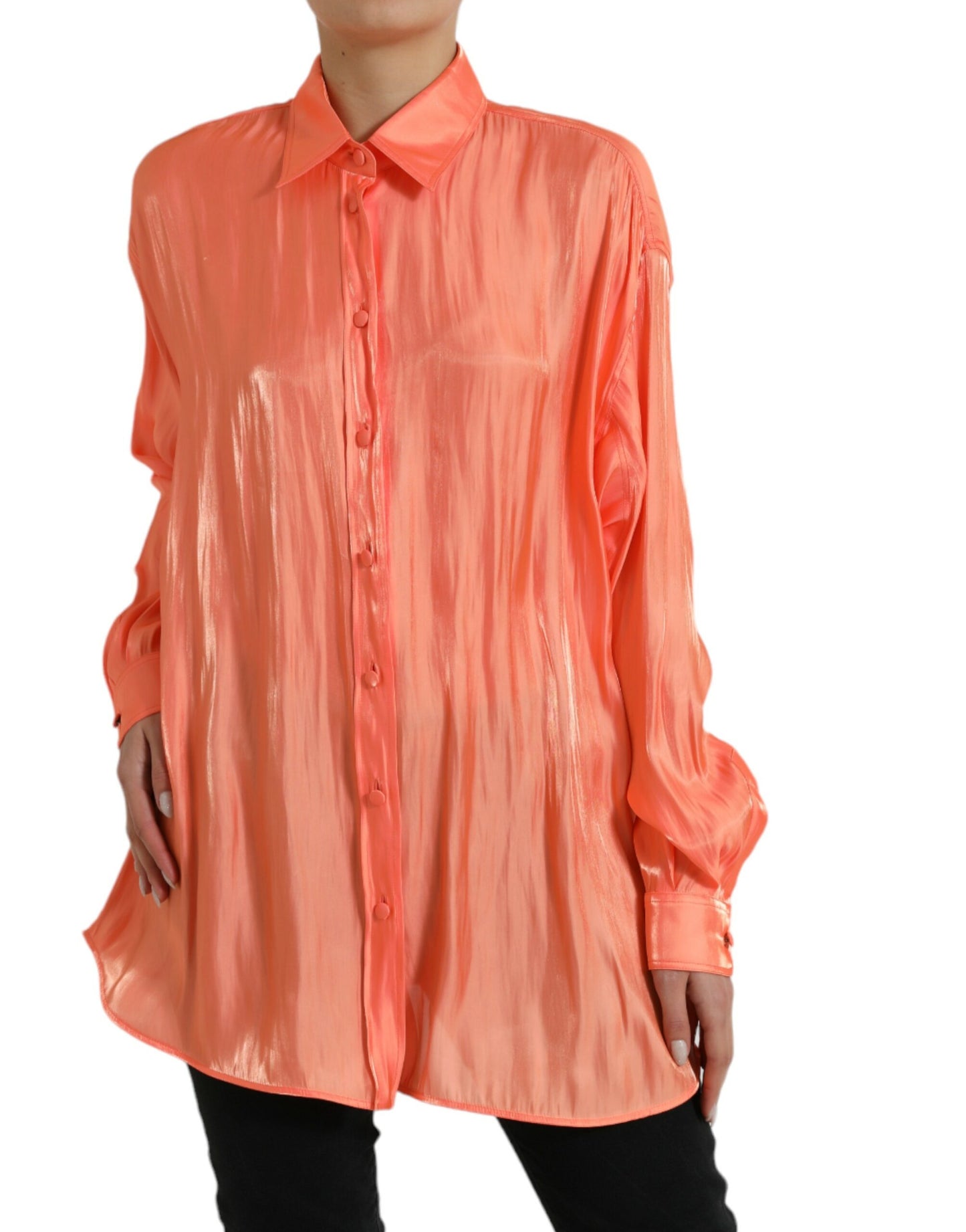 Dolce &amp; Gabbana Elegant coral long-sleeved polo top