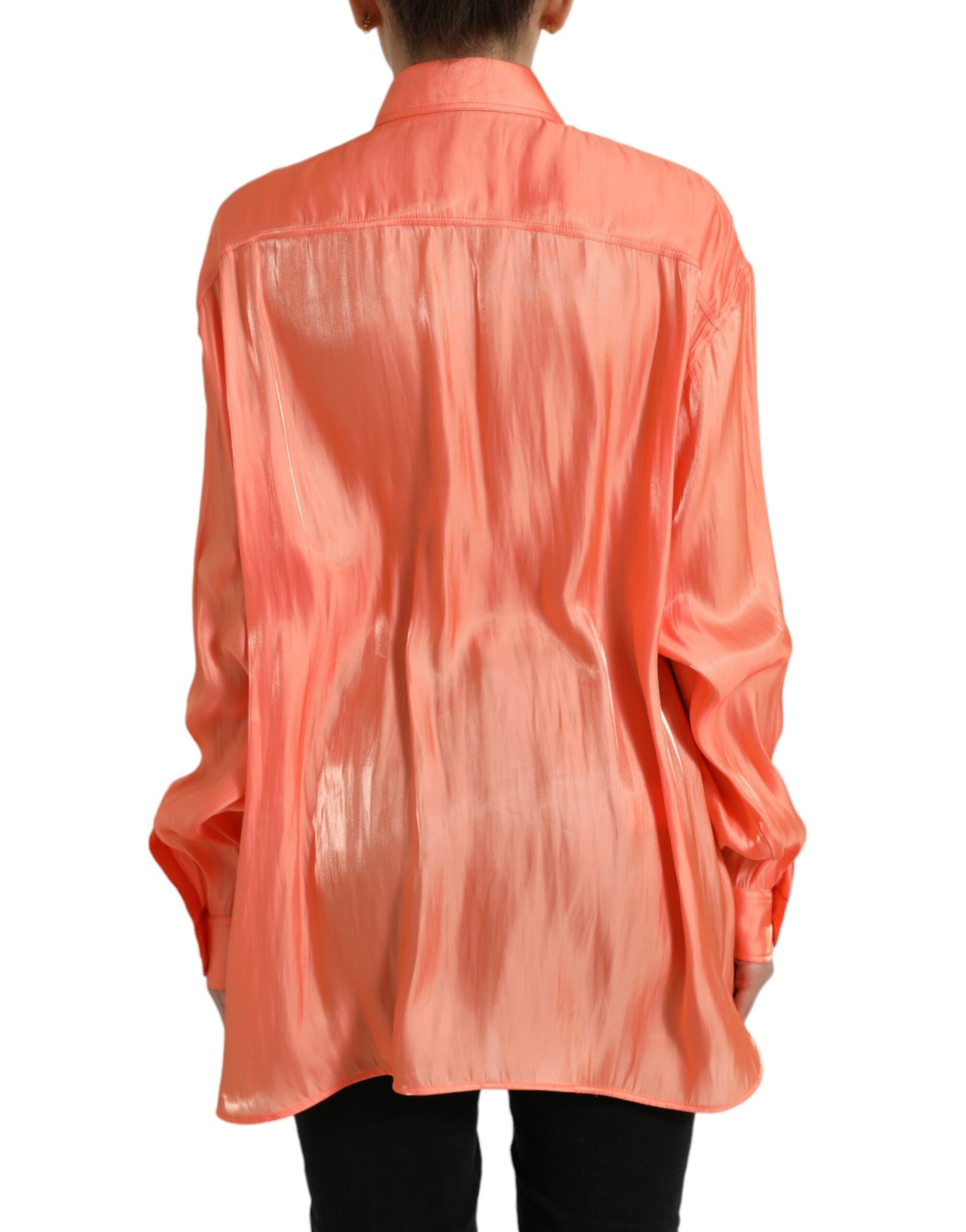 Dolce &amp; Gabbana Elegant coral long-sleeved polo top