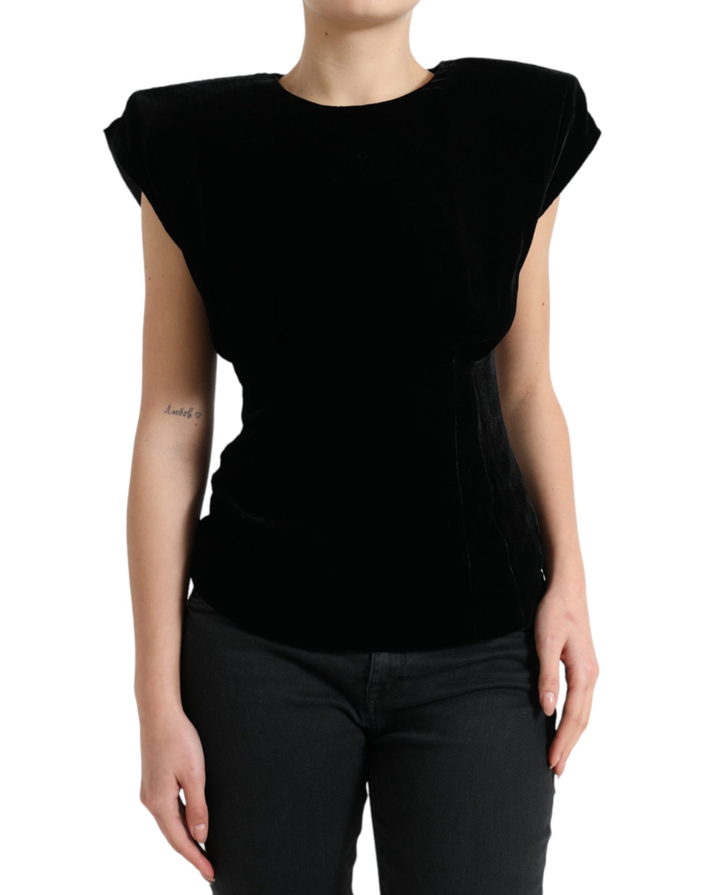 Dolce &amp; Gabbana Exaggerated Velvet Shoulder Top