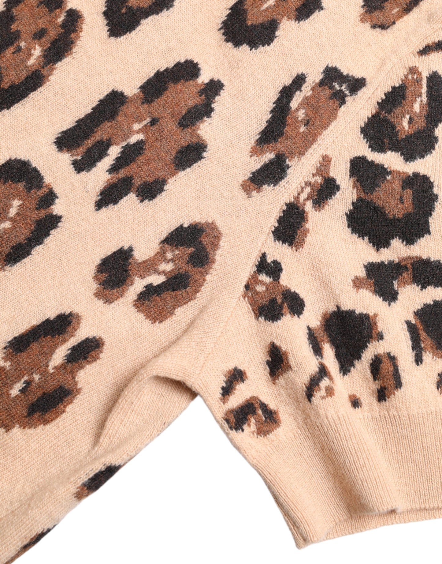 Dolce & Gabbana Elegantes beigefarbenes Leoparden-Rollkragenpullover aus Wolle