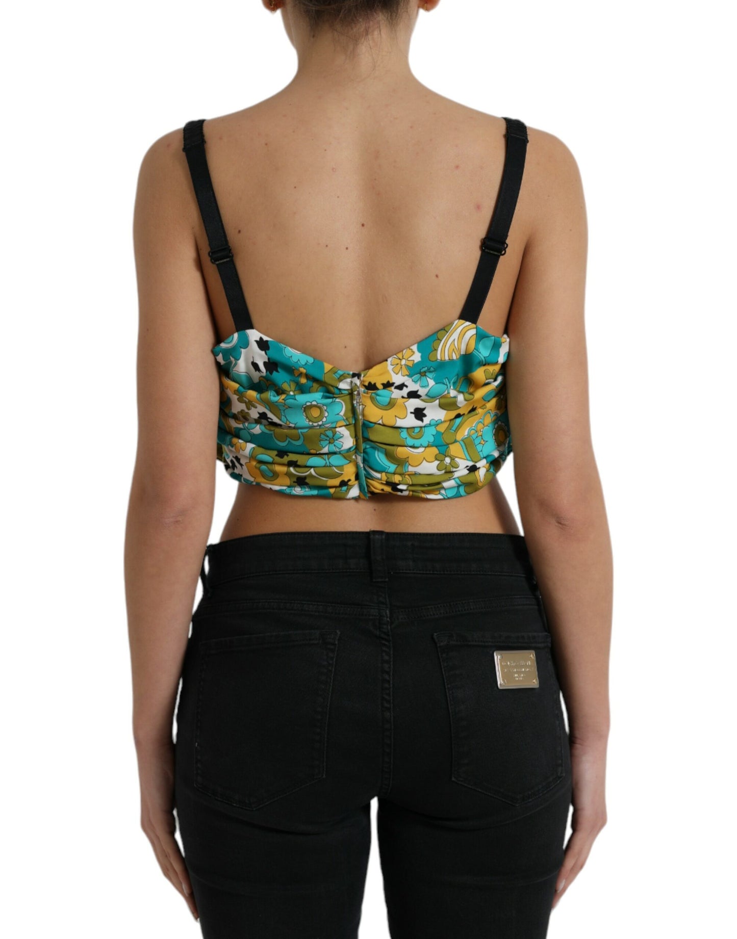 Dolce & Gabbana Elegantes florales Seidenmischungs-Tanktop in Kurzform