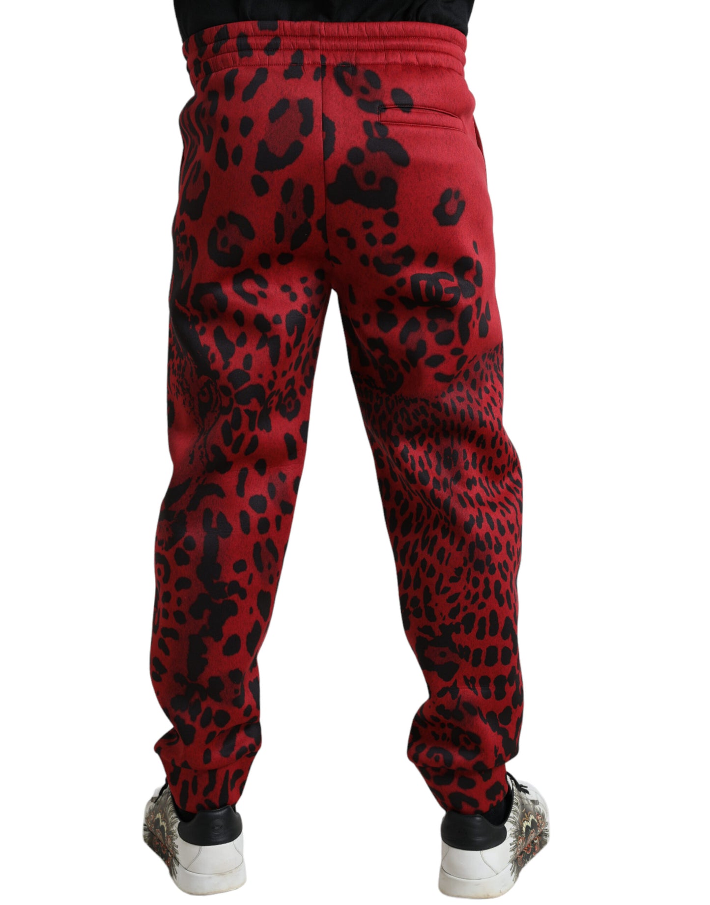 Dolce & Gabbana Elegante Jogginghose mit Leopardenmuster in Rot und Schwarz