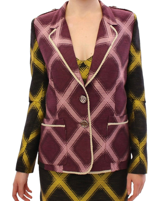 House of Holland Schicke lila karierte Jacke Blazer