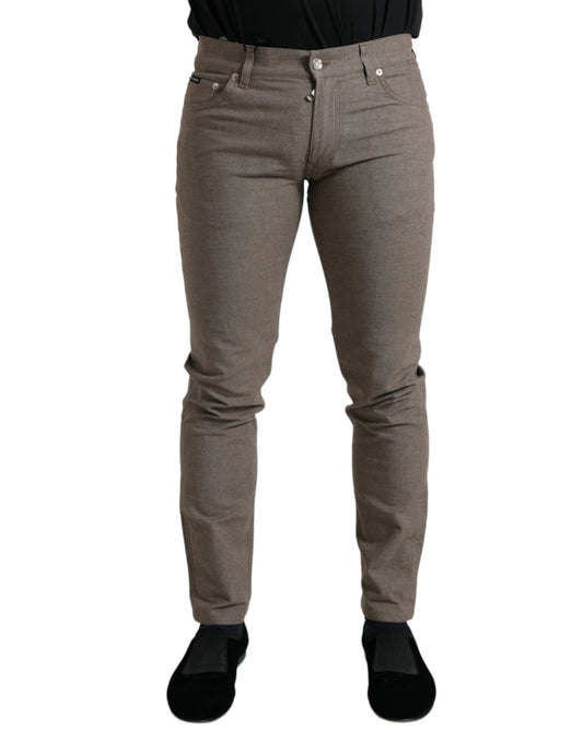 Dolce &amp; Gabbana Elegant brown cotton stretch skinny pants