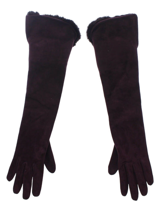 Dolce &amp; Gabbana Elegant elbow-length purple fur gloves