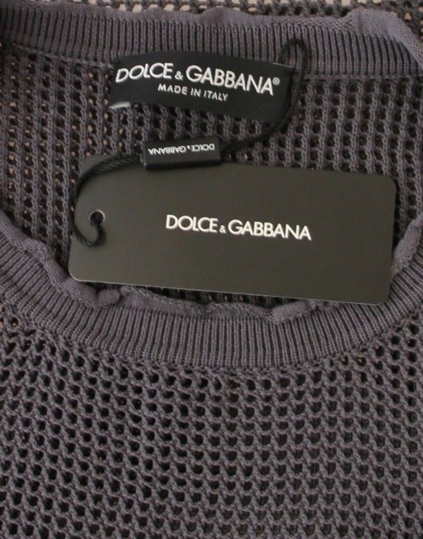 Dolce &amp; Gabbana Elegant round neck mesh sweater in light purple