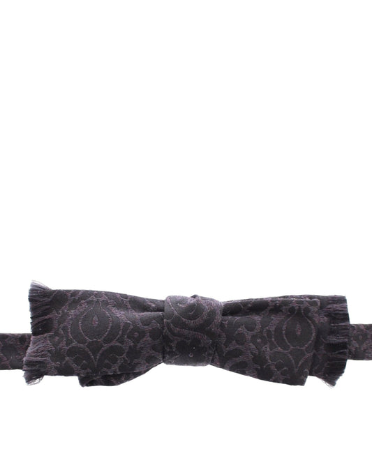 Dolce &amp; Gabbana Elegant Black Paisley Silk-Wool Blend Bow Tie