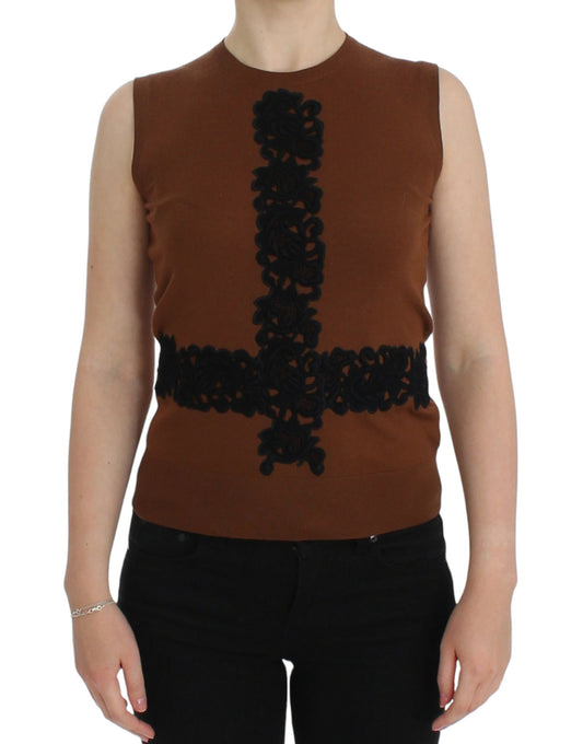 Dolce &amp; Gabbana Timeless Wool and Lace Sleeveless Vest