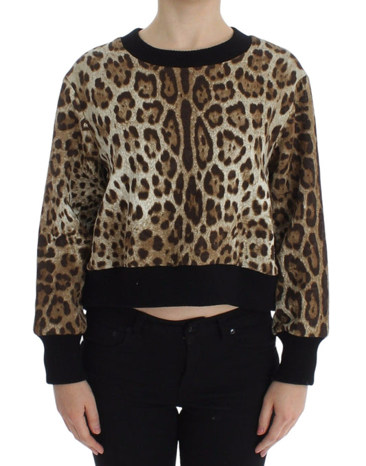 Dolce & Gabbana Elegantes kurzes Pullover-Top mit Leopardenmuster