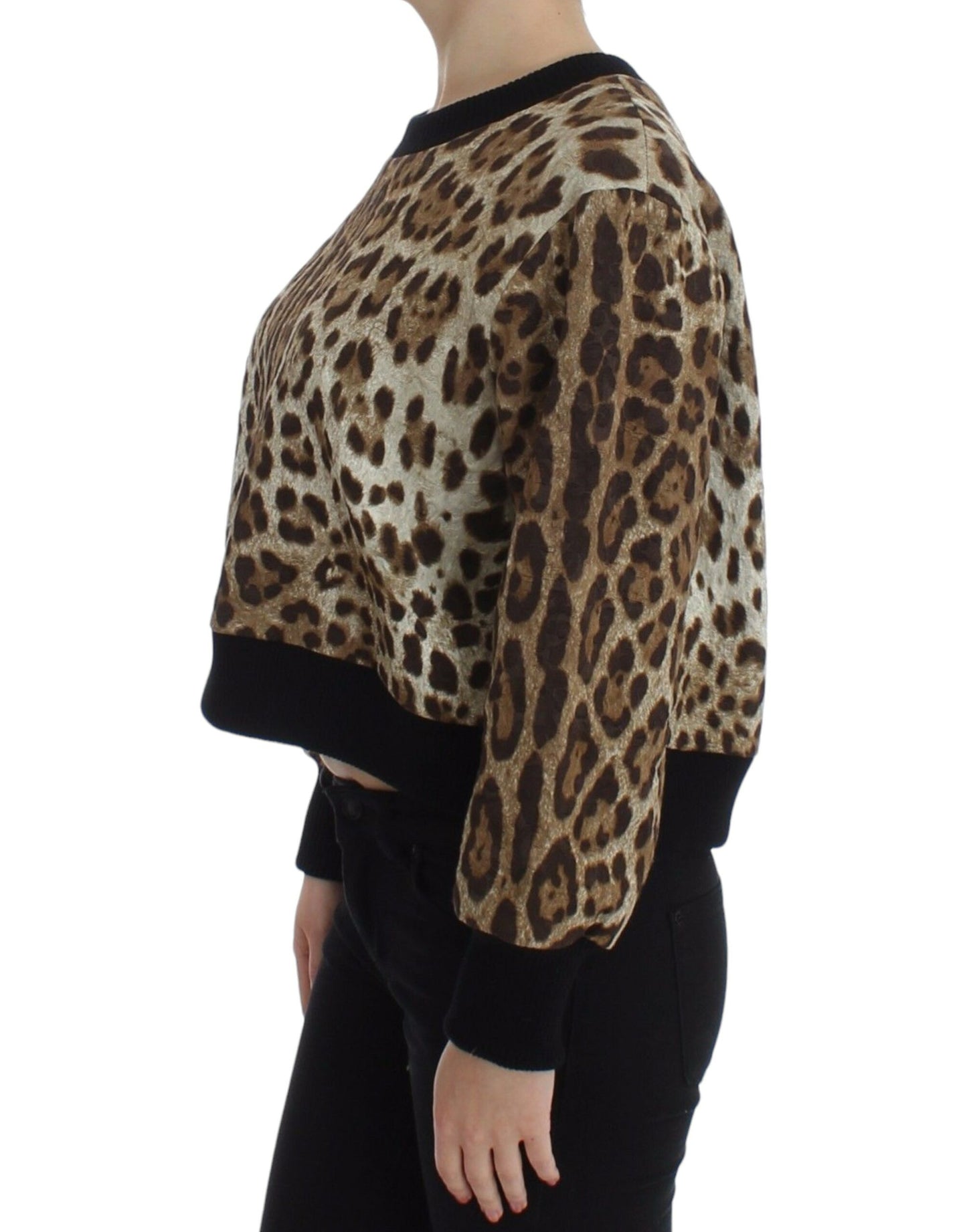 Dolce &amp; Gabbana Elegant short sweater top with leopard print