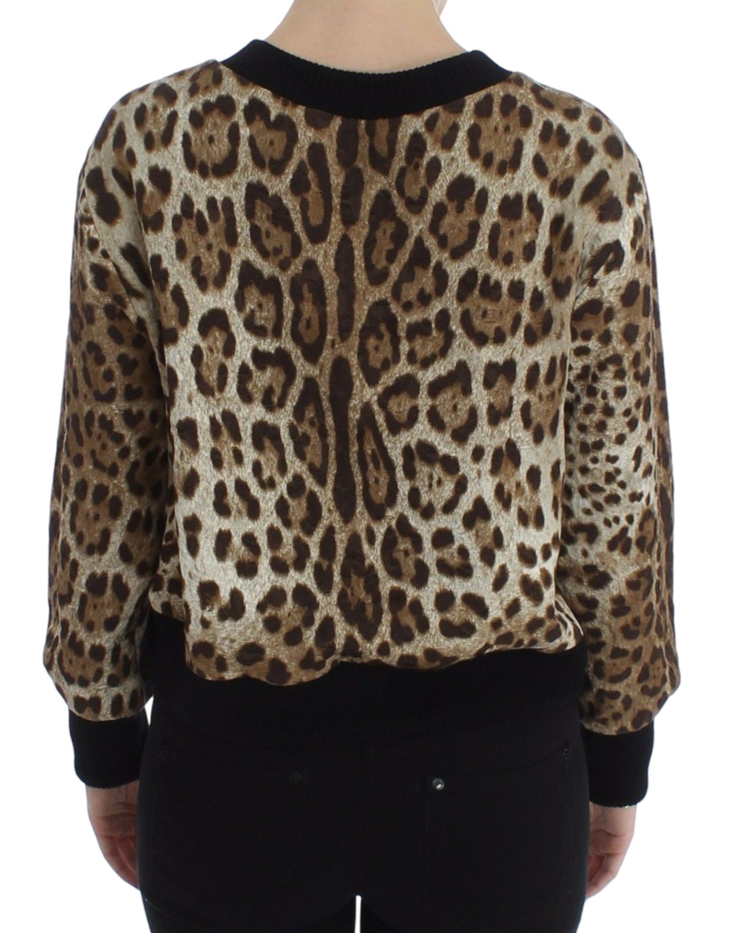 Dolce &amp; Gabbana Elegant short sweater top with leopard print