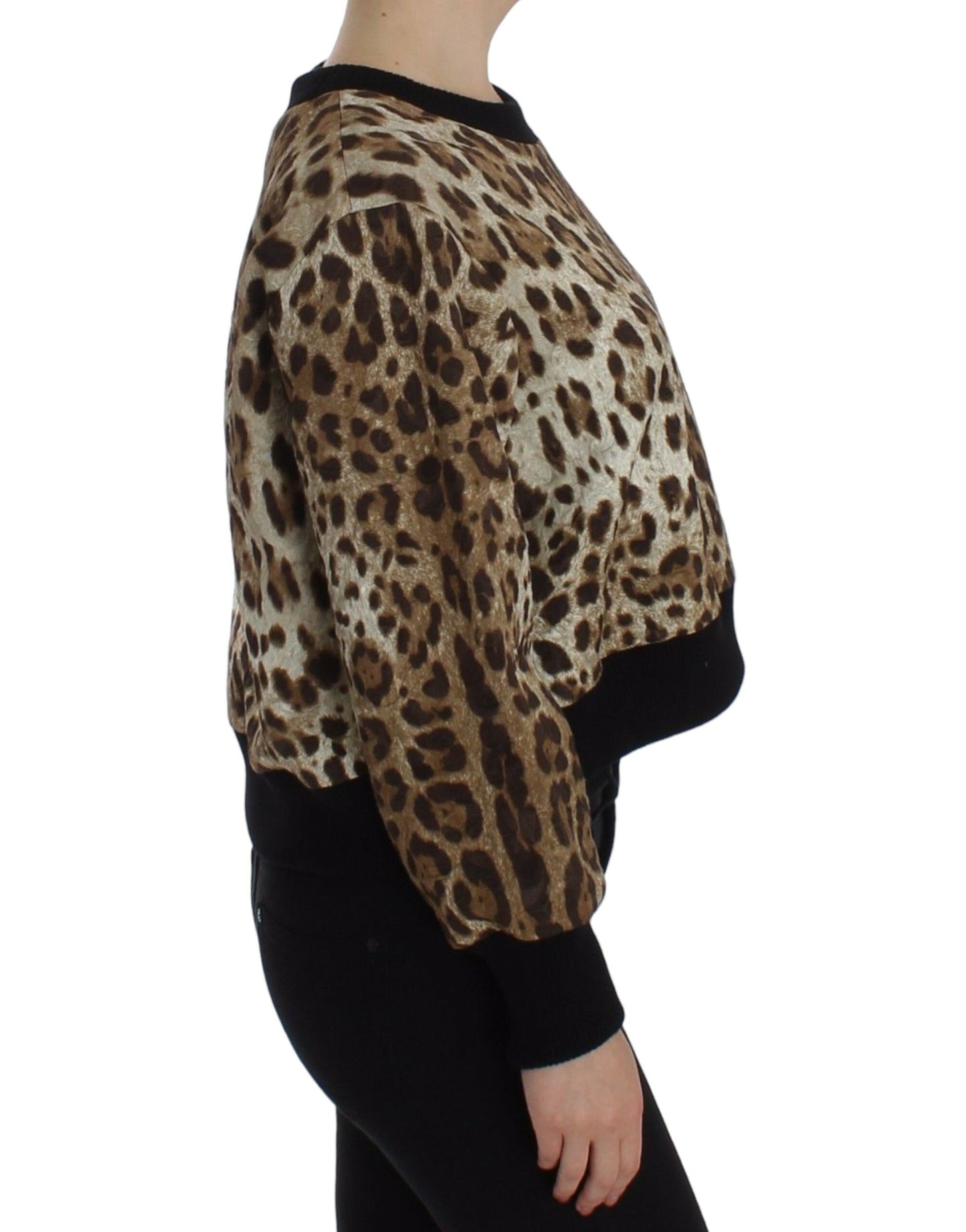 Dolce &amp; Gabbana Elegant short sweater top with leopard print