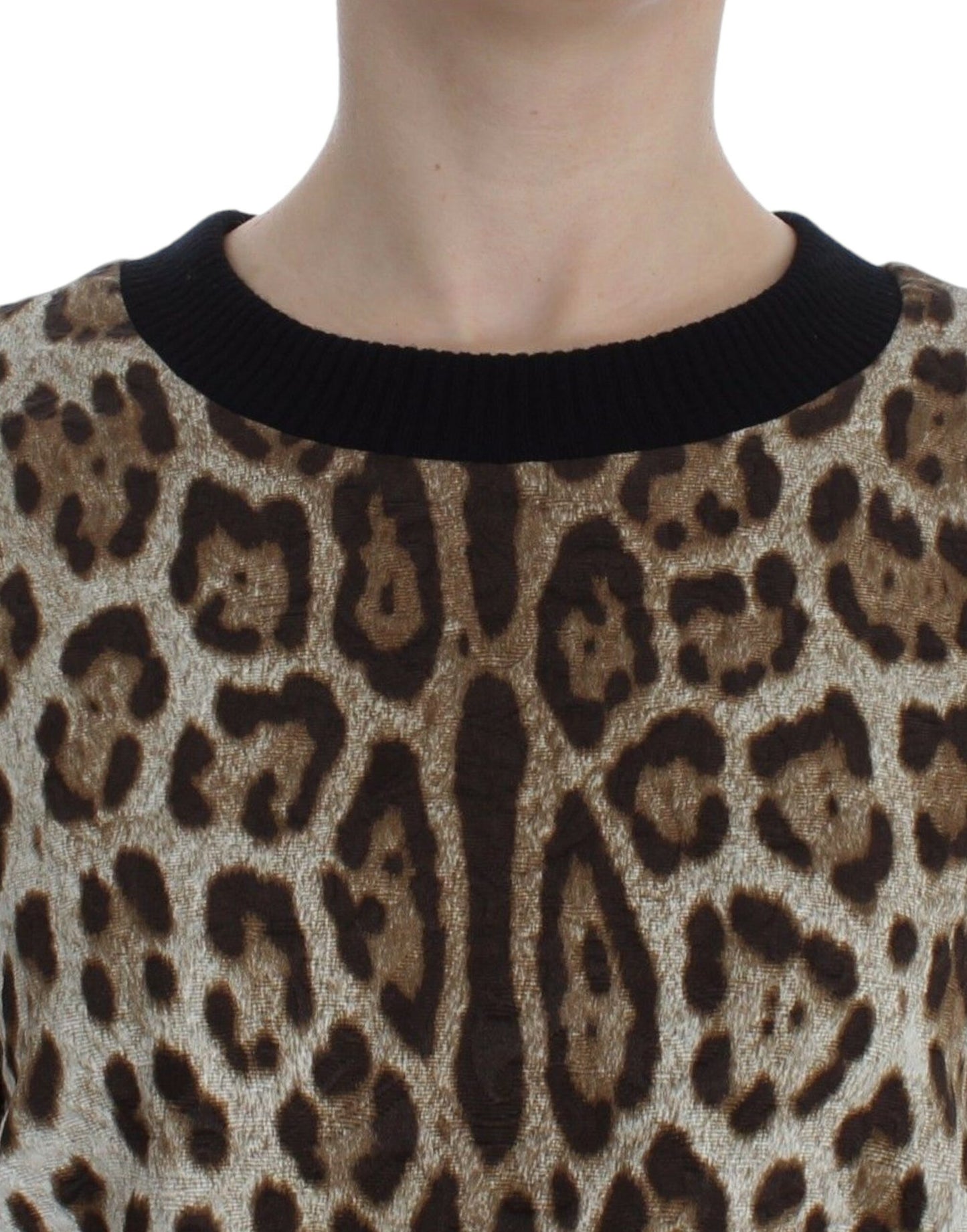 Dolce &amp; Gabbana Elegant short sweater top with leopard print