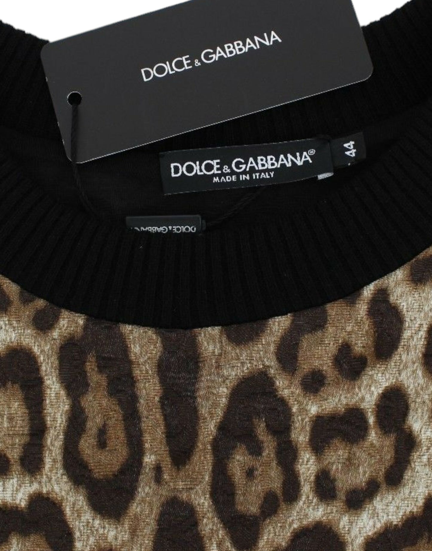 Dolce &amp; Gabbana Elegant short sweater top with leopard print