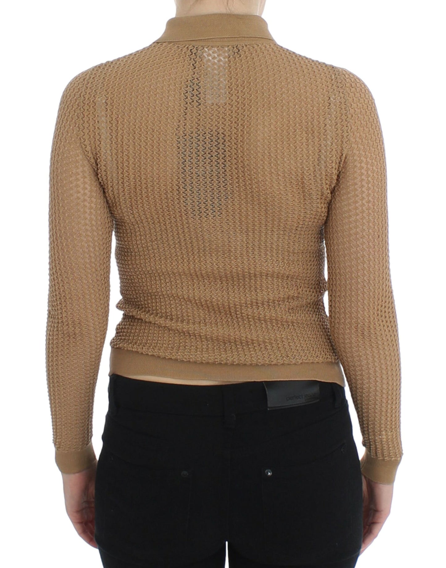 Dolce &amp; Gabbana beige knitted cotton polo sweater