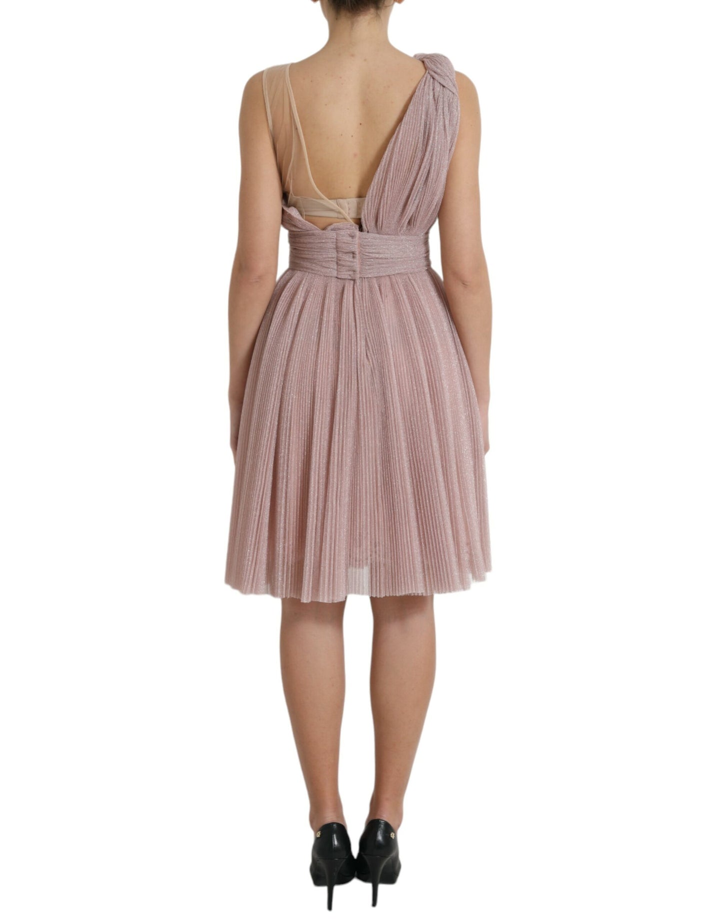 Dolce & Gabbana Elegantes asymmetrisches rosa Tüllkleid