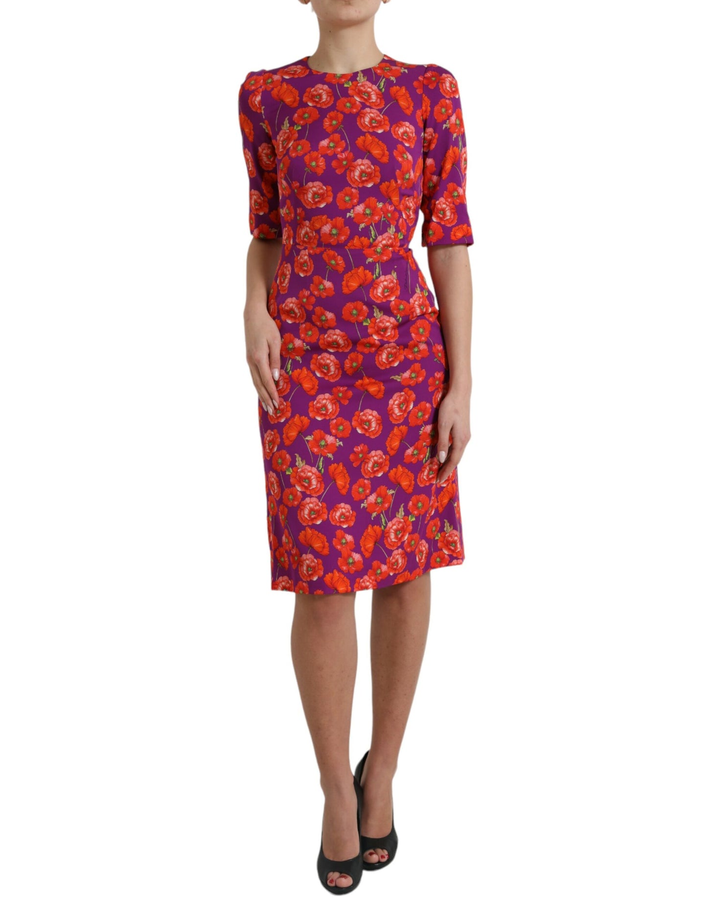 Dolce & Gabbana Vibrant Floral Seiden Charmeuse Kleid