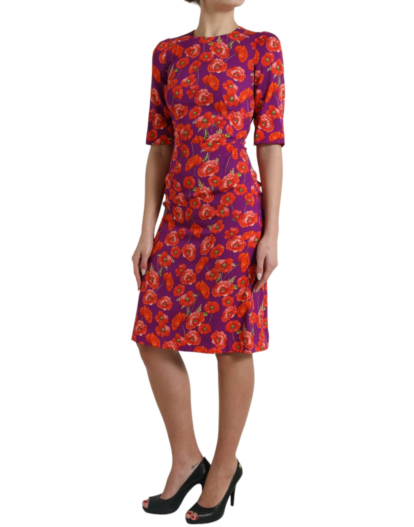 Dolce & Gabbana Vibrant Floral Seiden Charmeuse Kleid