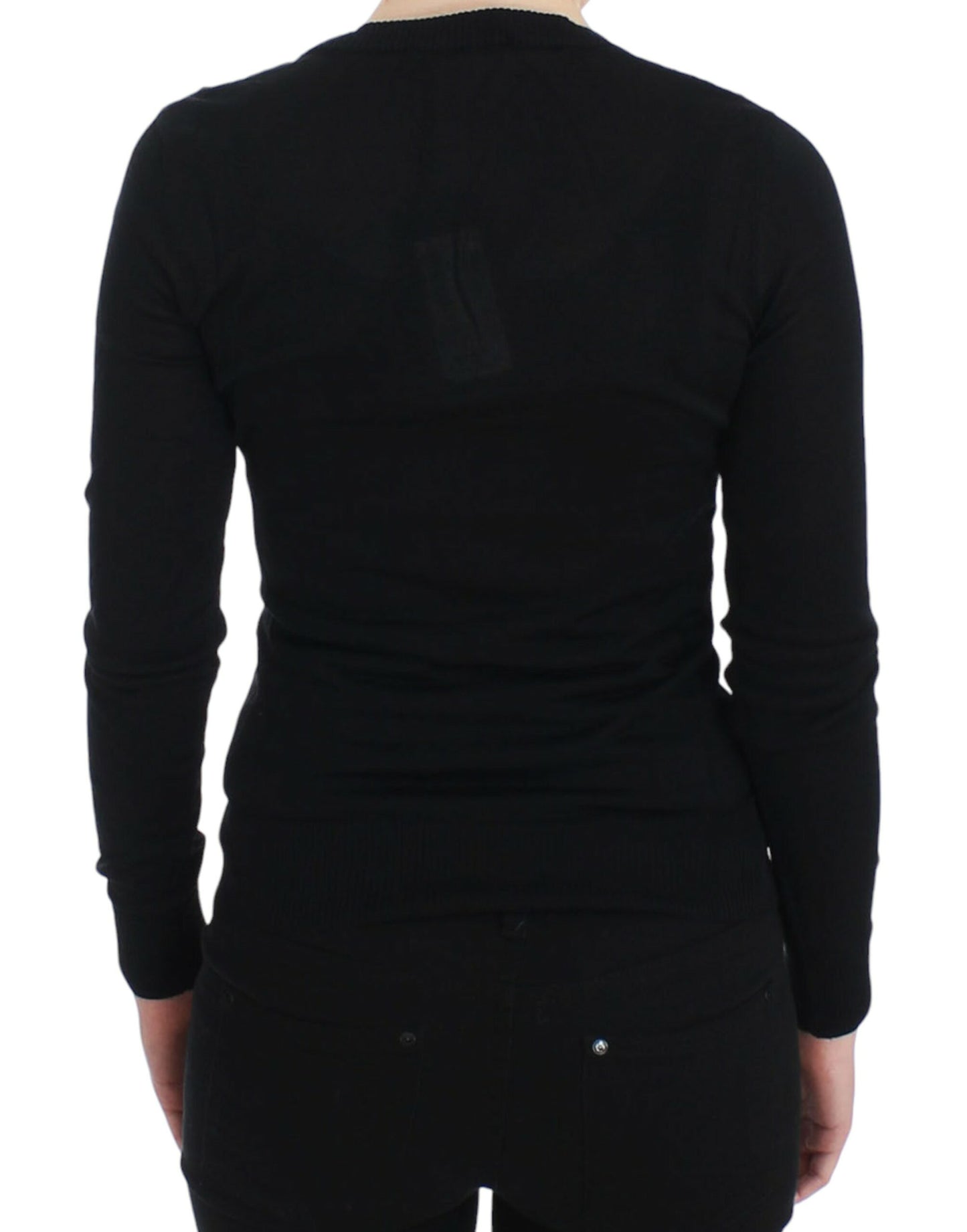 Dolce &amp; Gabbana Elegant black sweater with deep round neck