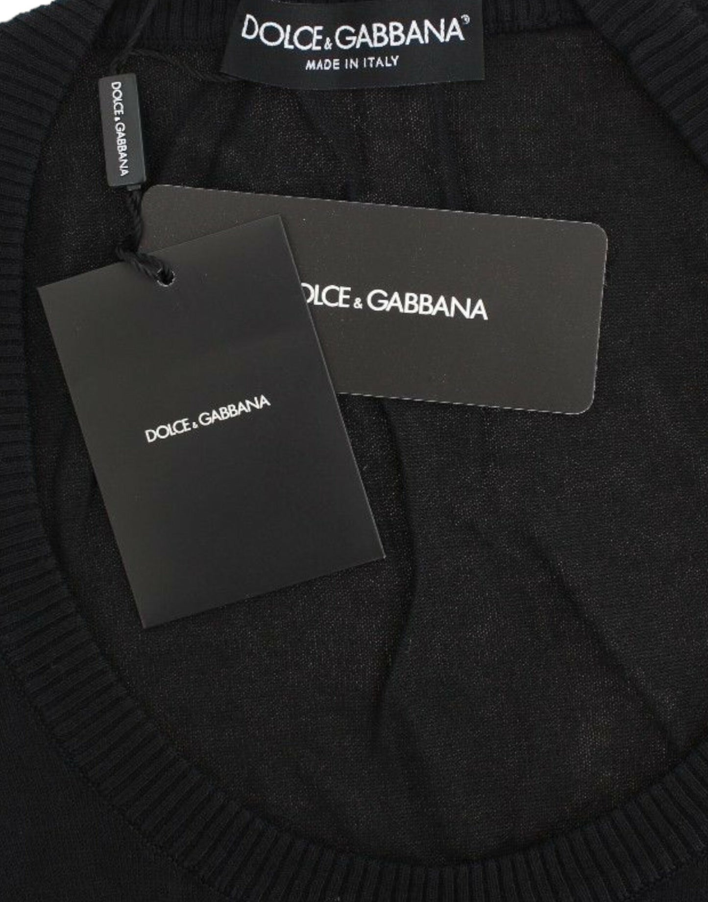 Dolce &amp; Gabbana Elegant black sweater with deep round neck