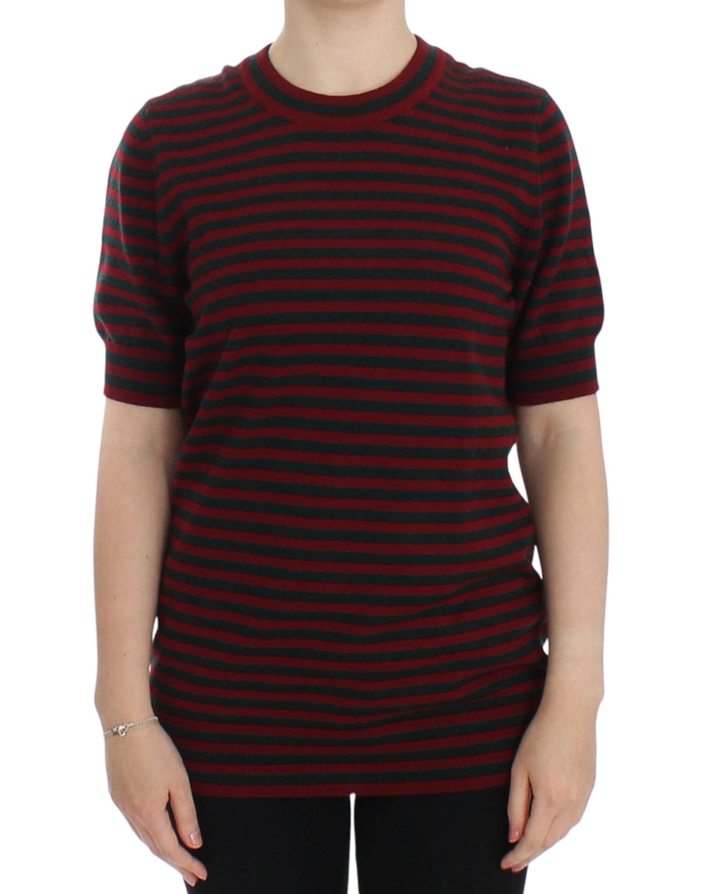 Dolce &amp; Gabbana Elegant striped cashmere round neck sweater