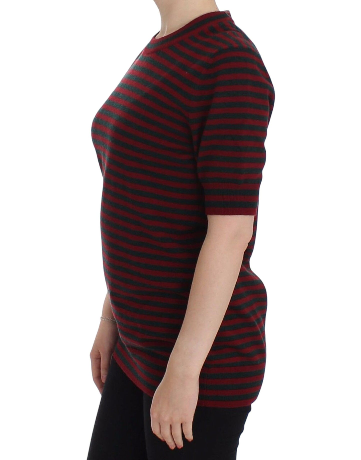 Dolce &amp; Gabbana Elegant striped cashmere round neck sweater