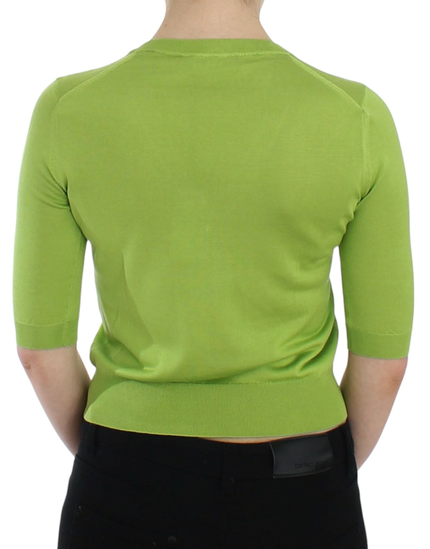 Dolce &amp; Gabbana Emerald Green Wool V-Neck Sweater