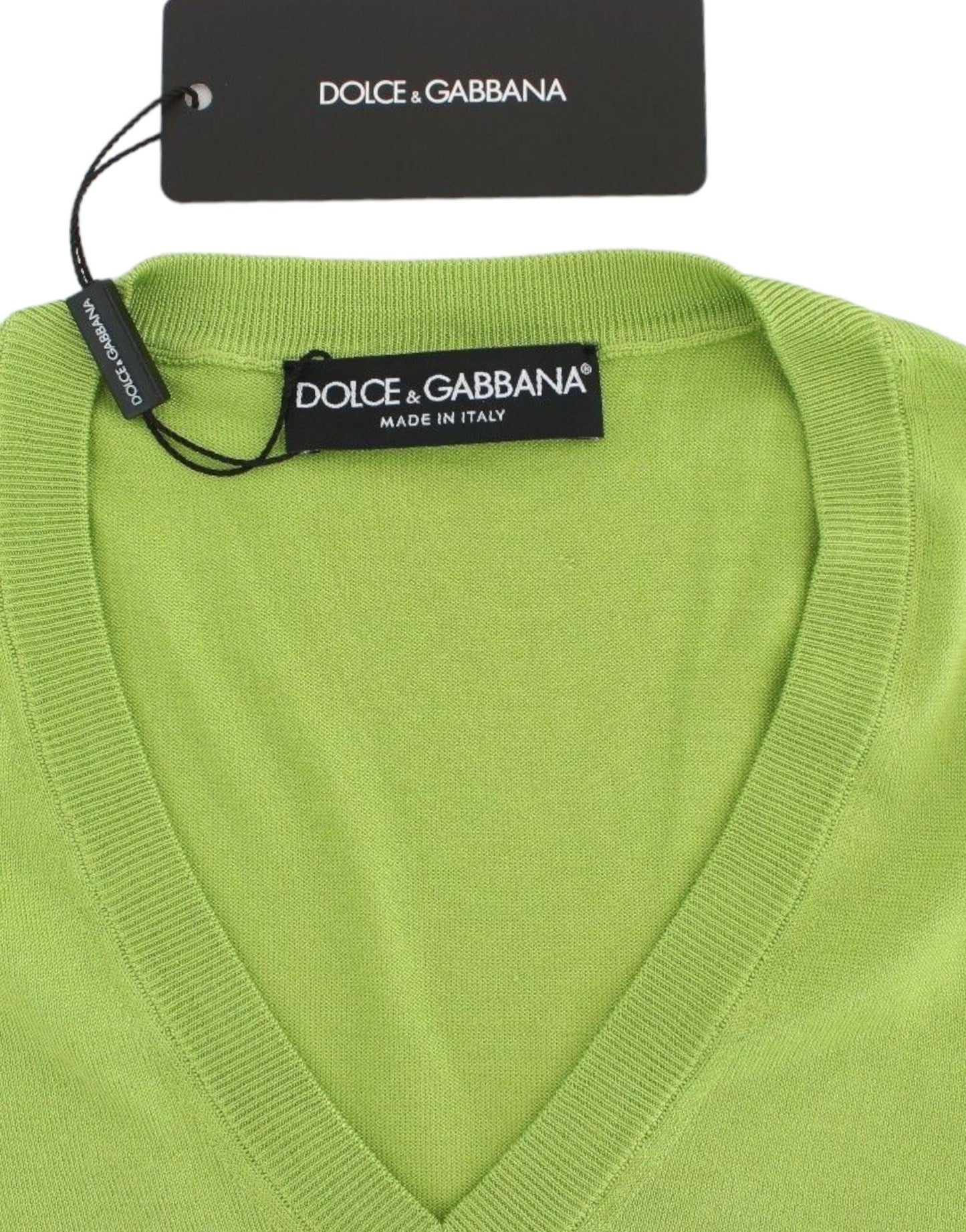 Dolce &amp; Gabbana Emerald Green Wool V-Neck Sweater