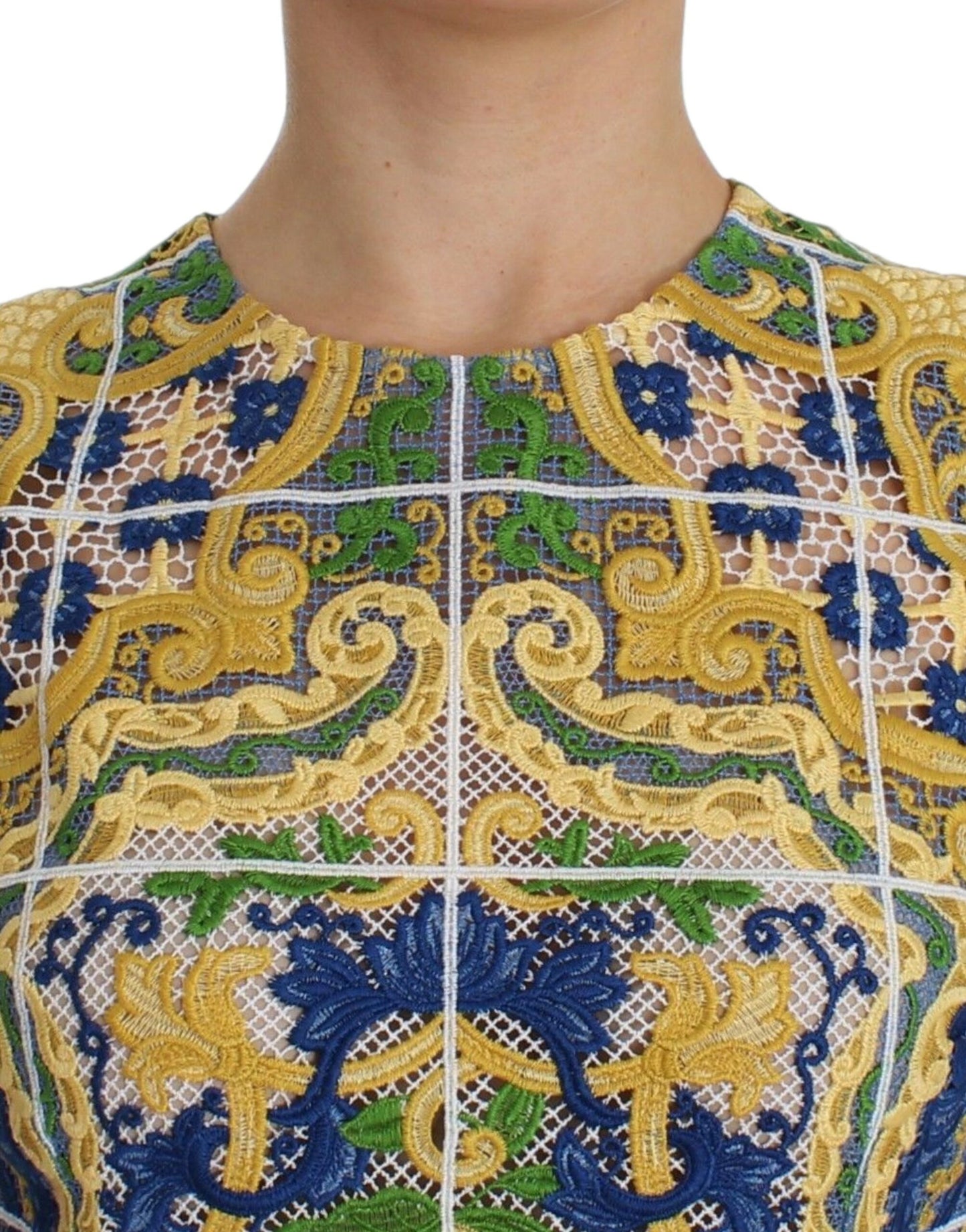 Dolce &amp; Gabbana Majolica Embroidered Sleeveless Elegance