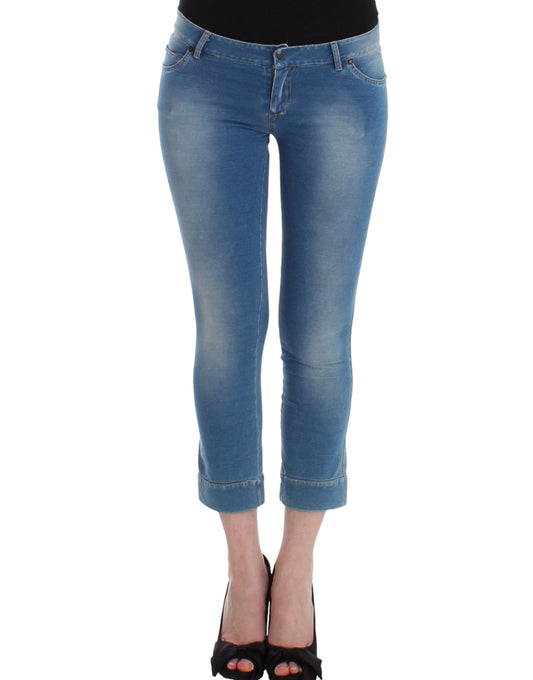 Ermanno Scervino Chic blue capri jeans for elegant summer months