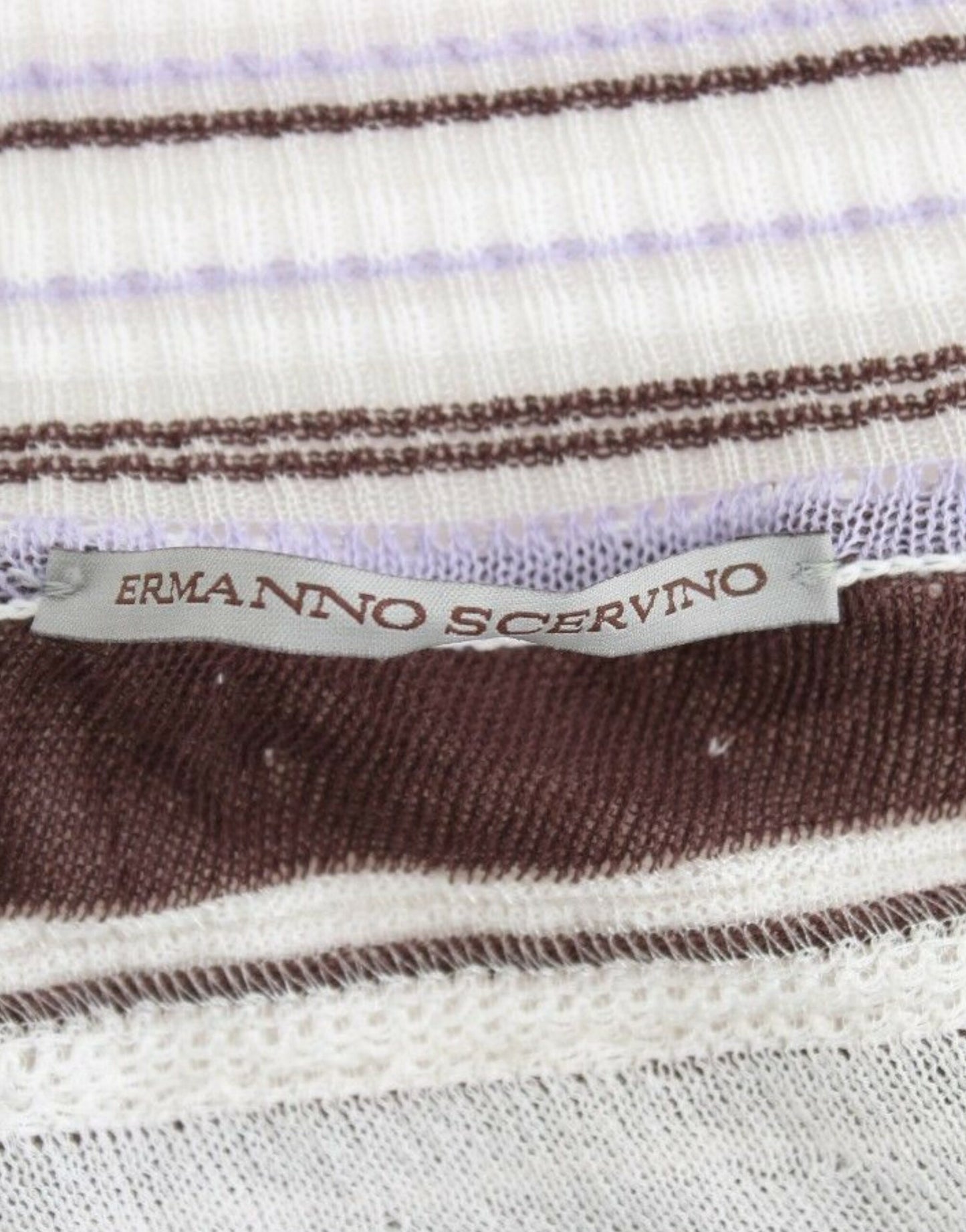 Ermanno Scervino Gestreiftes Strick-Top mit V-Ausschnitt und Spitzensaum