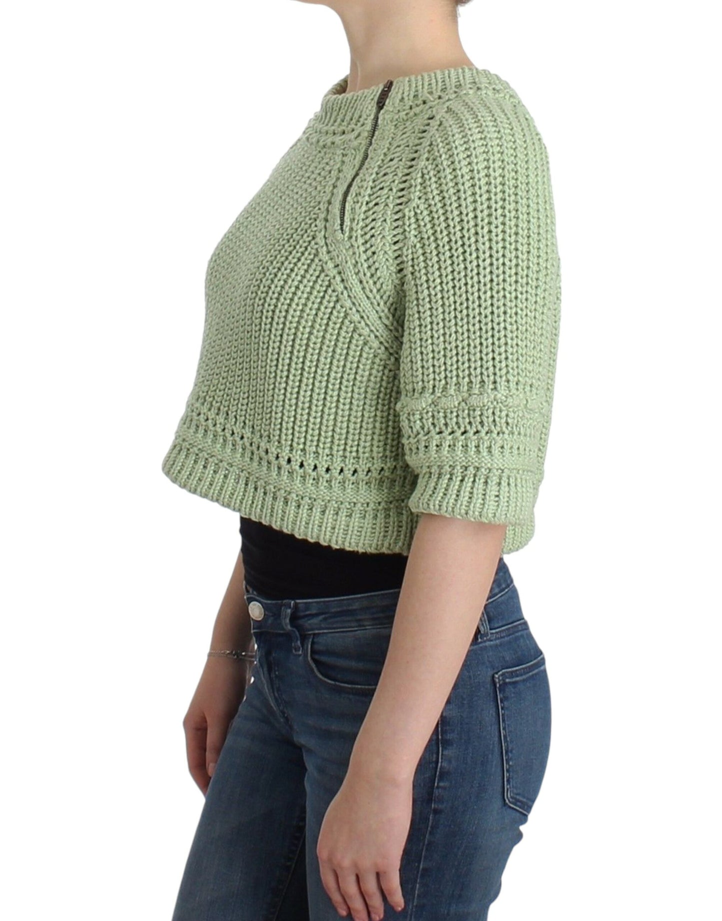 Ermanno Scervino Chic green cropped cotton sweater