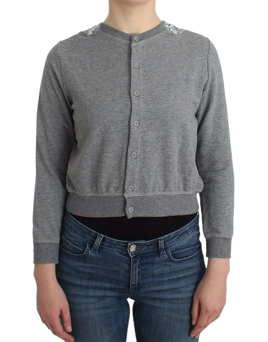 Ermanno Scervino Chic grey short cardigan made of cotton blend