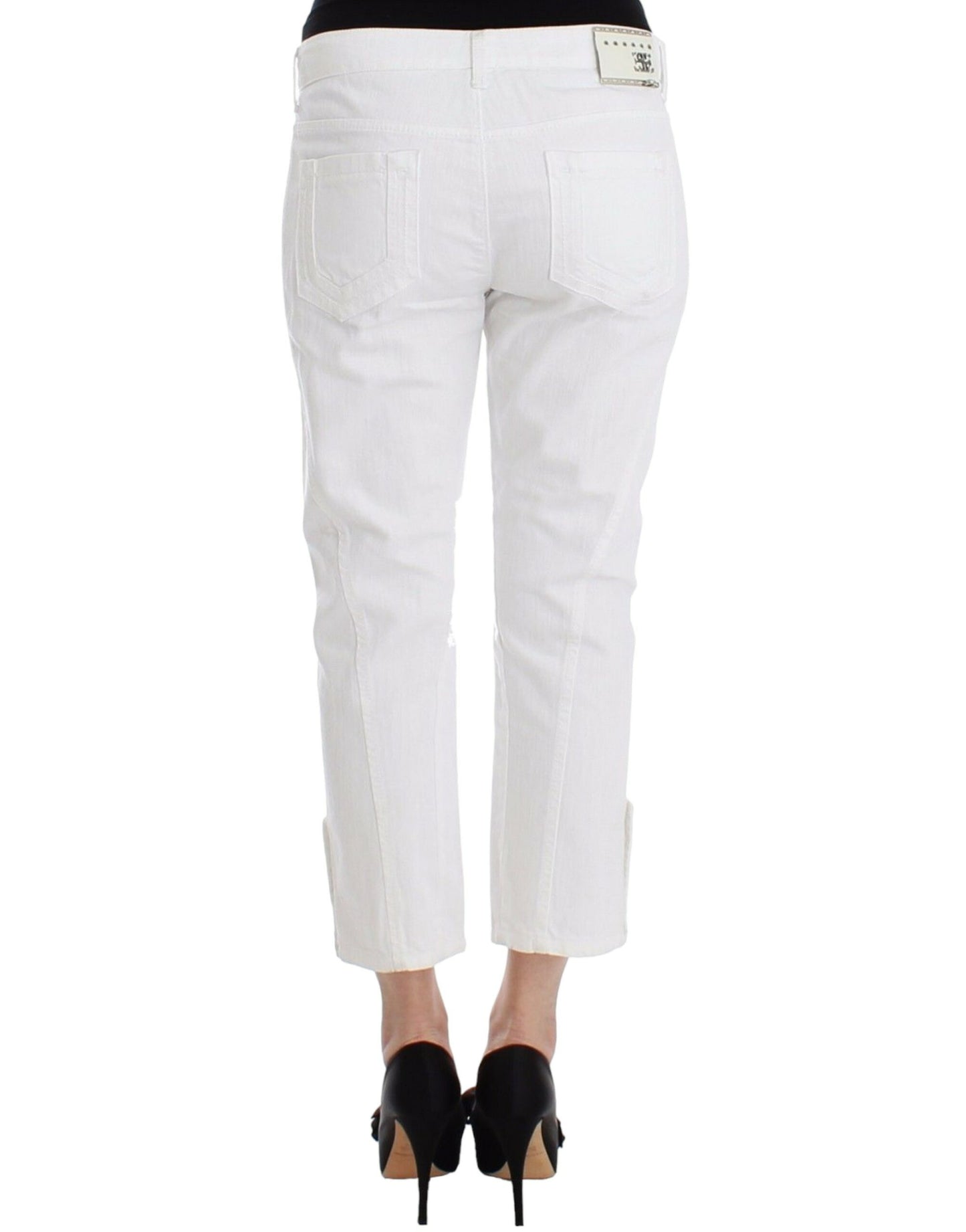 Ermanno Scervino Chic white cropped jeans for a sophisticated style