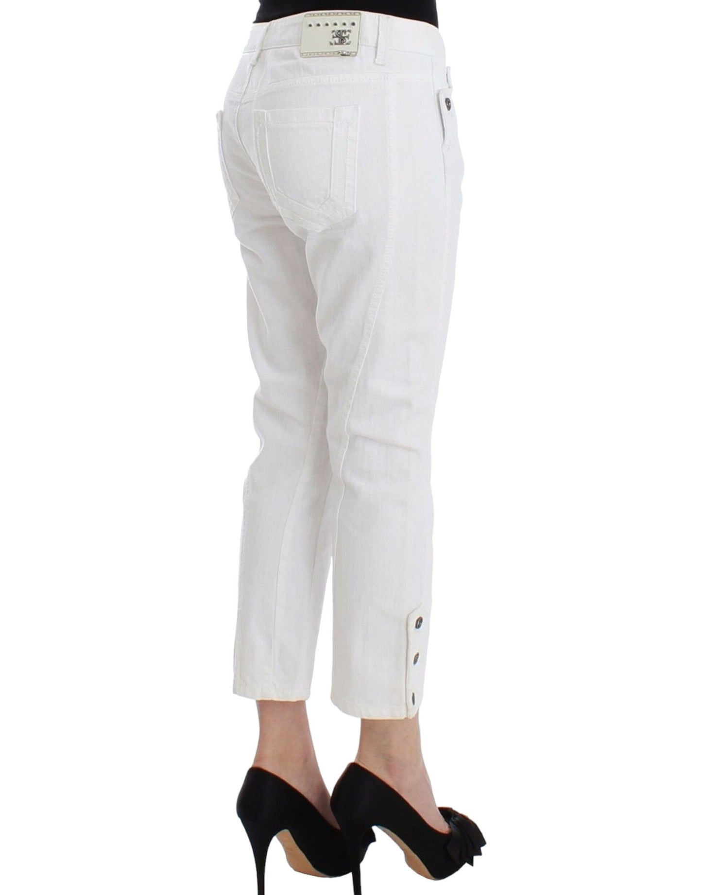 Ermanno Scervino Chic white cropped jeans for a sophisticated style