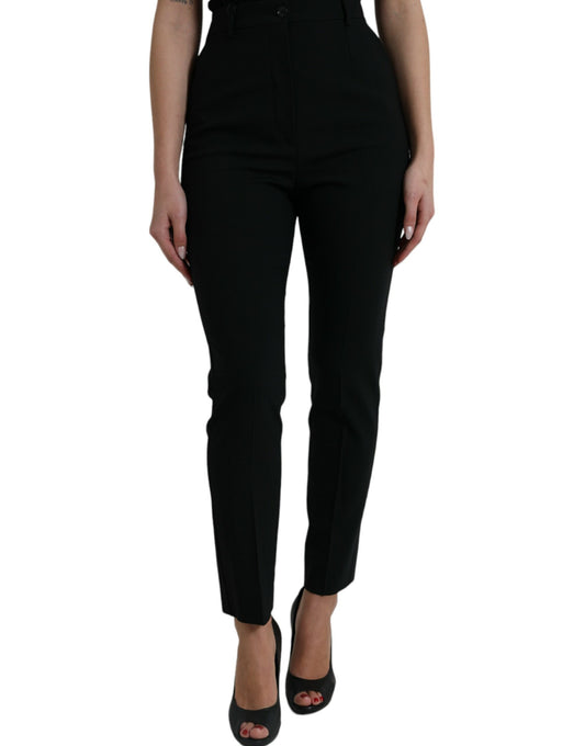 Dolce &amp; Gabbana Elegant tapered wool trousers with high waist