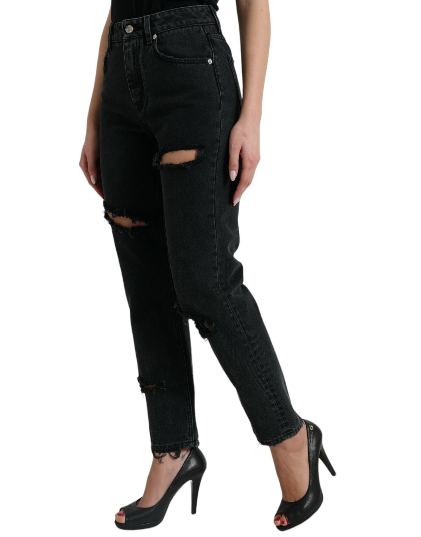 Dolce &amp; Gabbana Elegant black high waist stretch jeans