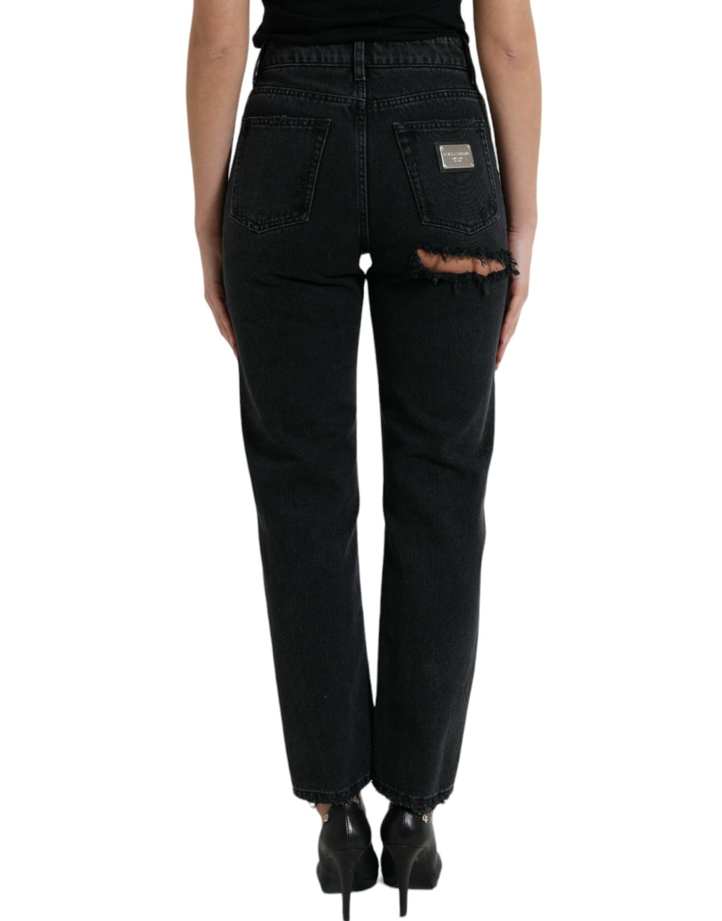 Dolce &amp; Gabbana Elegant black high waist stretch jeans