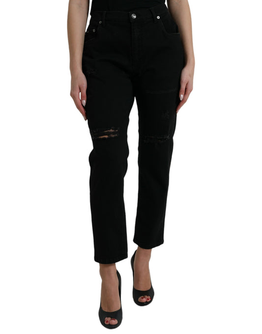 Dolce &amp; Gabbana Elegant black high waist stretch jeans