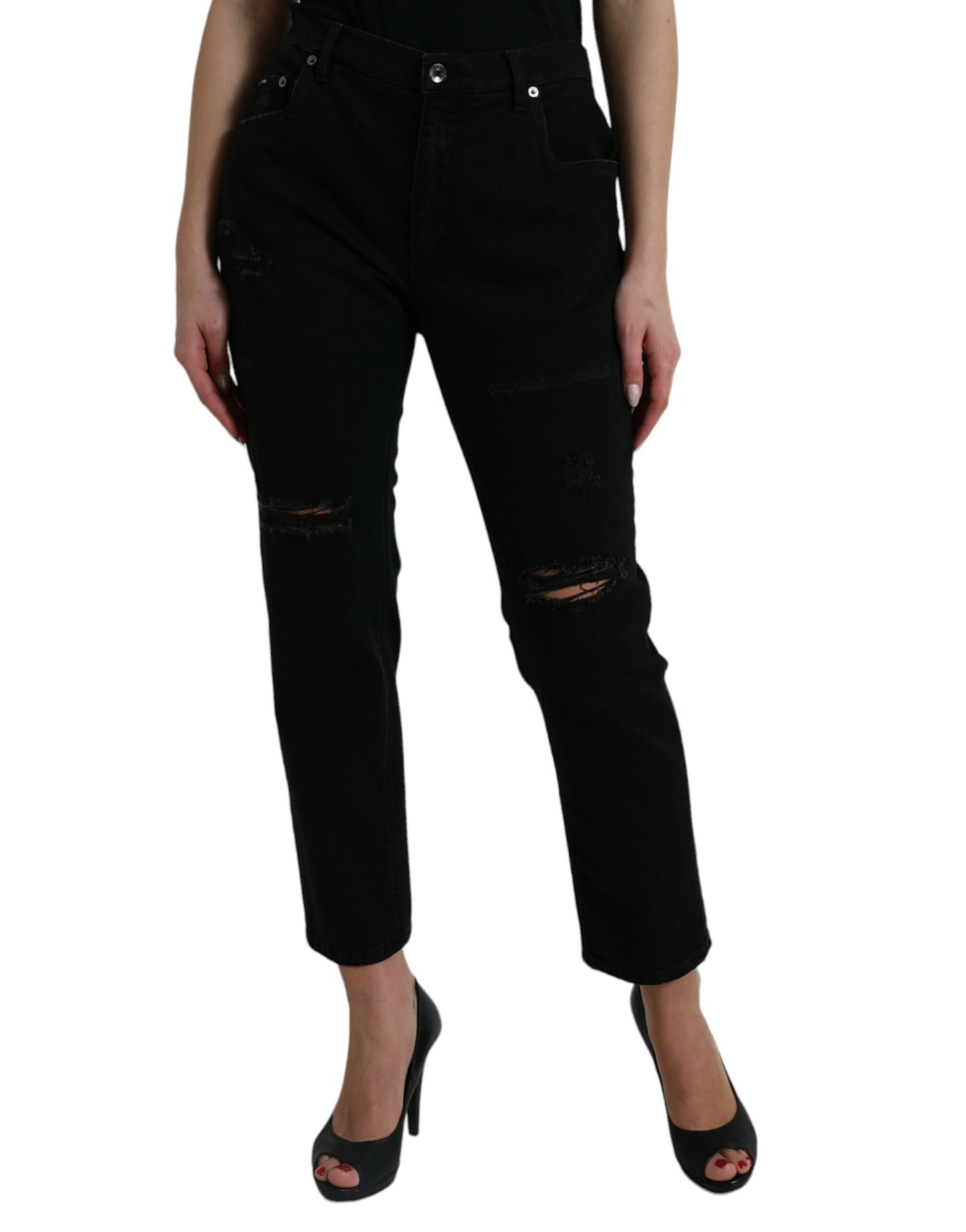 Dolce &amp; Gabbana Elegant black high waist stretch jeans