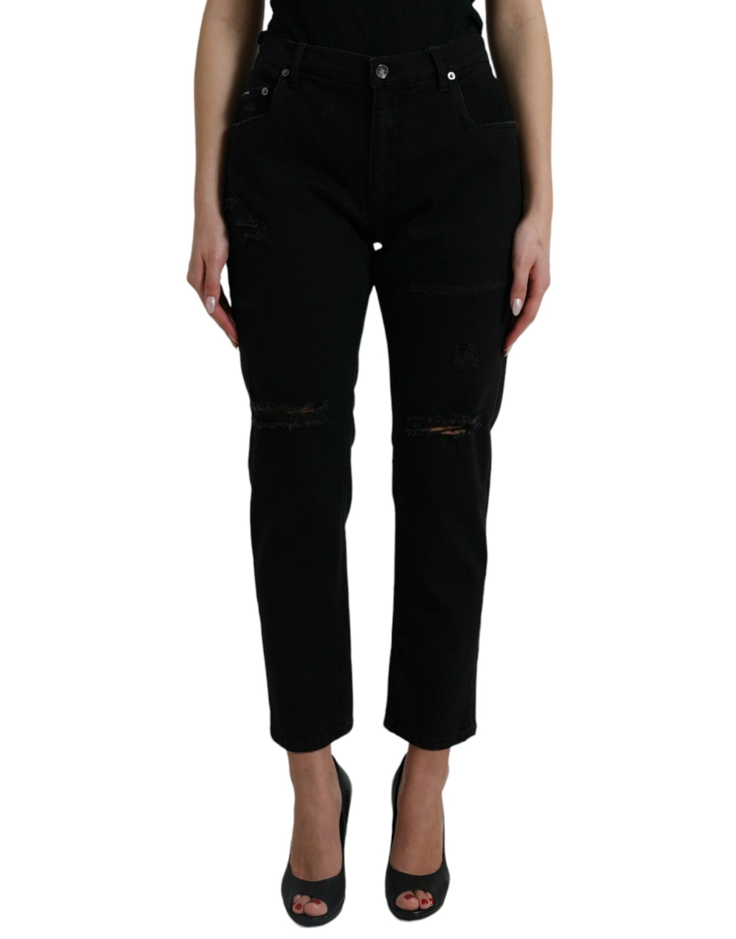 Dolce &amp; Gabbana Elegant black high waist stretch jeans