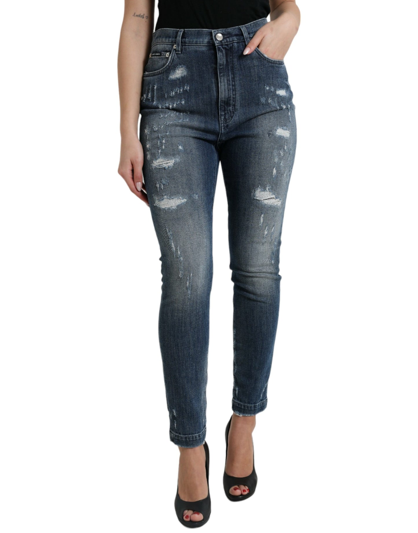 Dolce &amp; Gabbana Elegant High Waist Stretch Denim Jeans