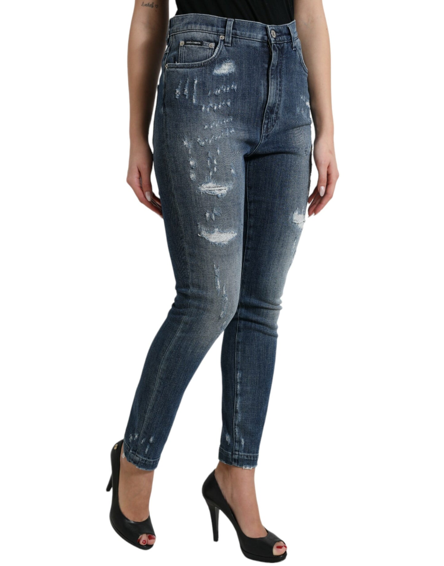 Dolce &amp; Gabbana Elegant High Waist Stretch Denim Jeans