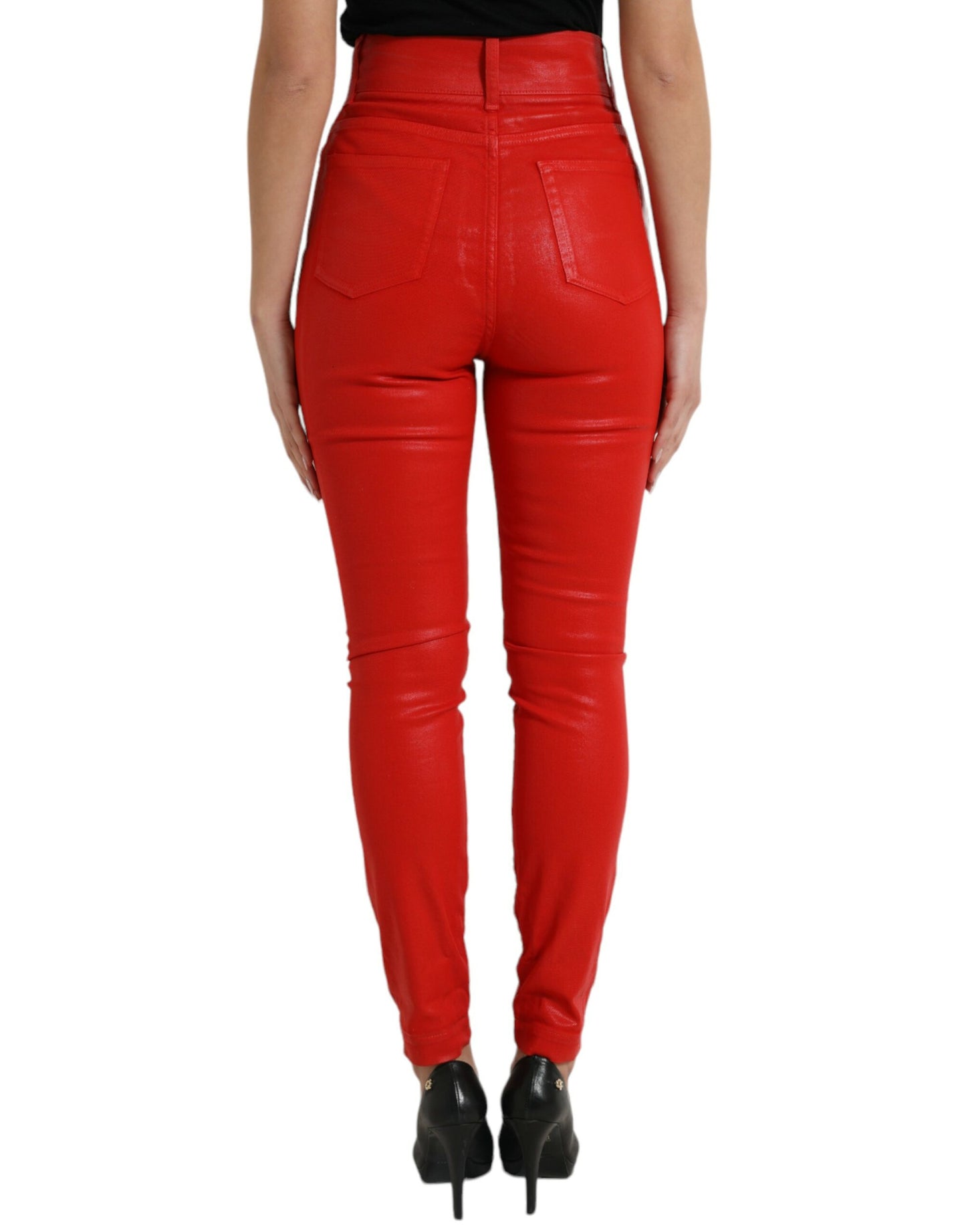 Dolce &amp; Gabbana Elegant High Waist Stretch Denim in Red