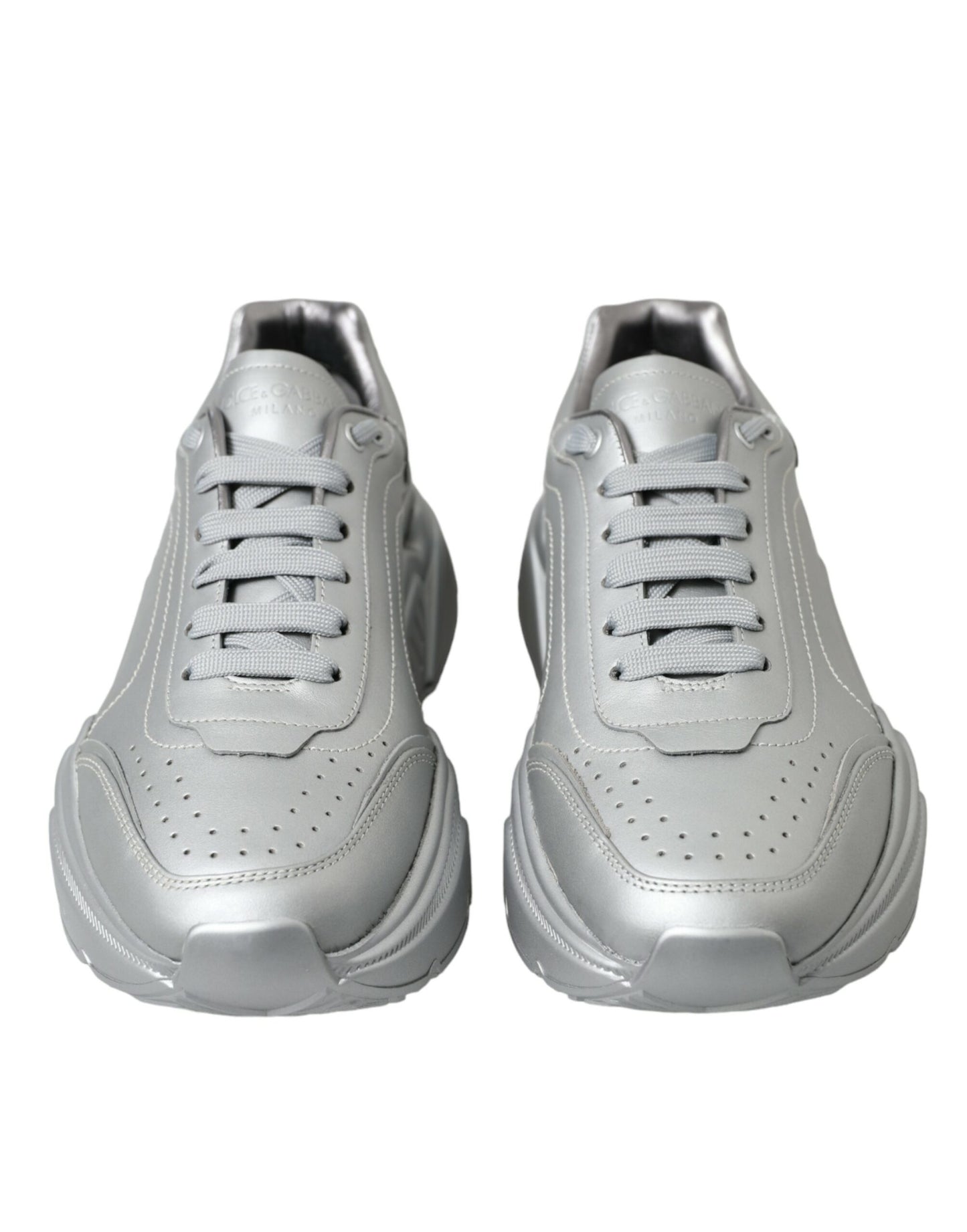 Dolce &amp; Gabbana Elegant sneakers in silver calfskin