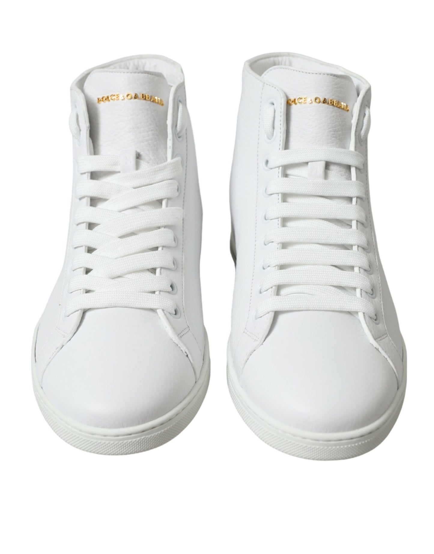 Dolce &amp; Gabbana Elegant white leather high-top sneakers