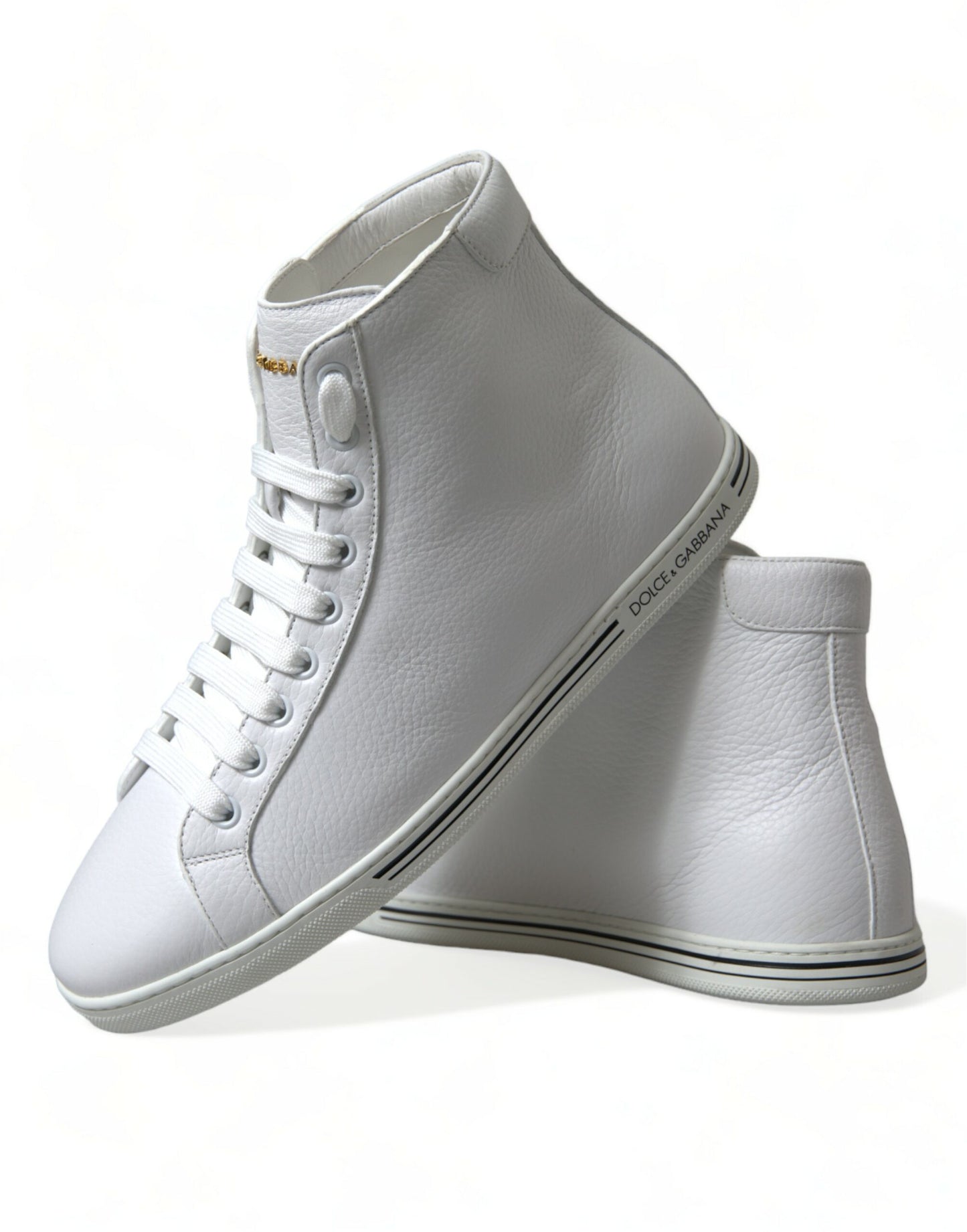 Dolce &amp; Gabbana Elegant white leather high-top sneakers