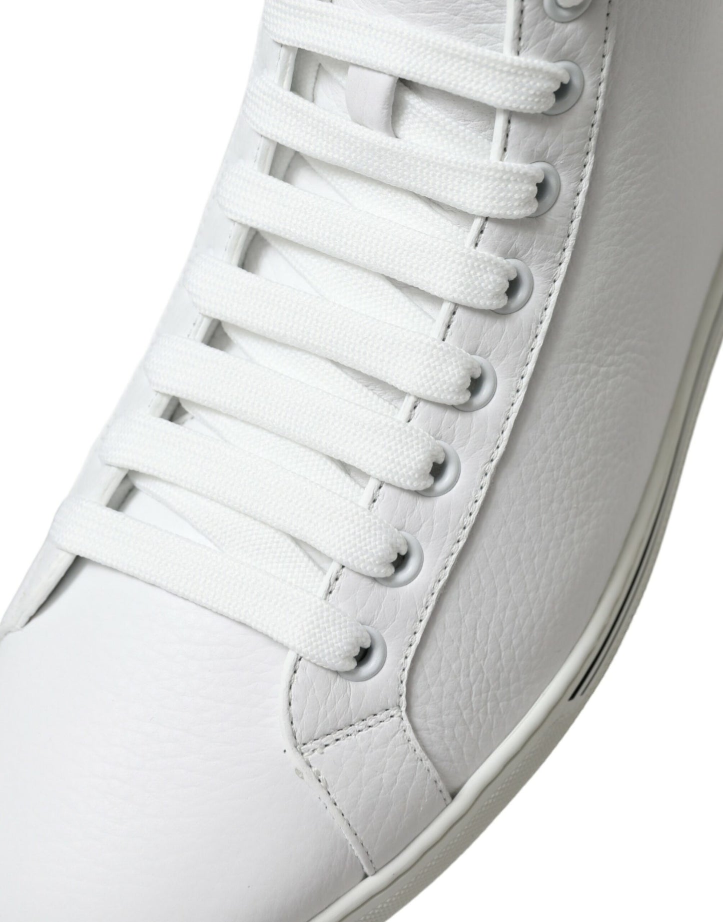 Dolce &amp; Gabbana Elegant white leather high-top sneakers