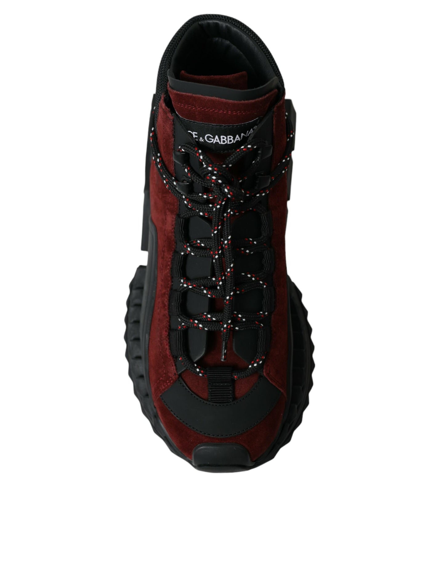 Dolce &amp; Gabbana Burgundy Leather High Top Sneakers