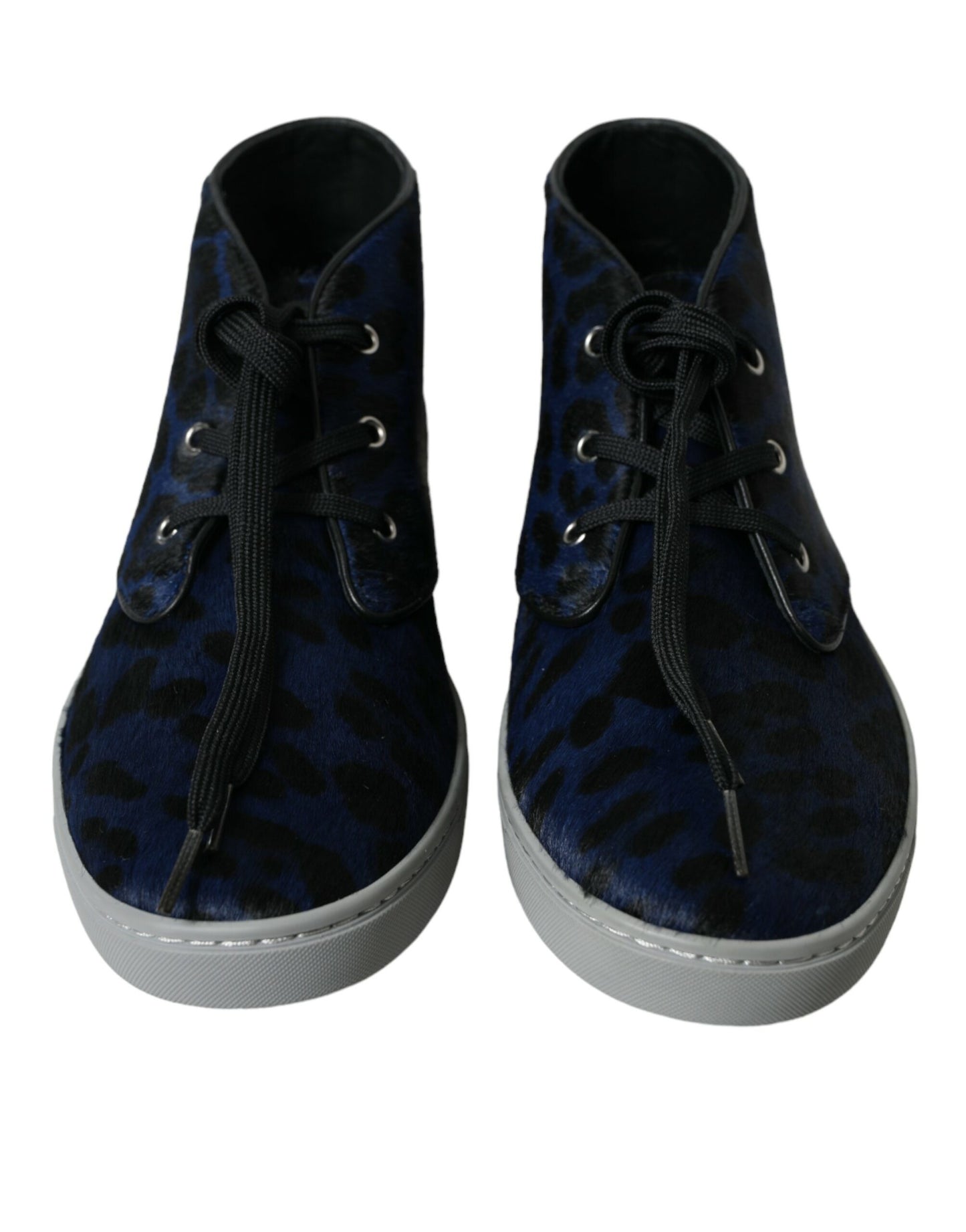 Dolce &amp; Gabbana Chic blue mid-top sneakers with leopard print